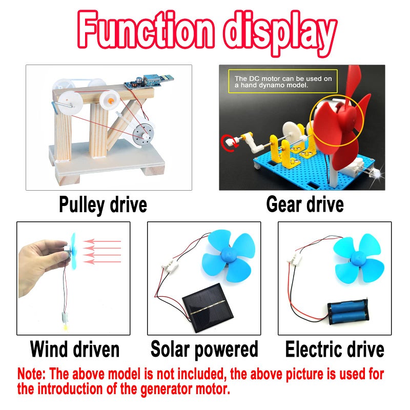 EUDAX Mini Generator Motors 3V-12V DC Motor Electric Motor for DIY Toys Wind Turbine Generator Hand Cranked Power Generator Model (Plastic Motor Holder) - Image 4
